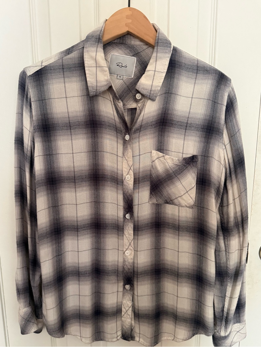 Rails Plaid Button-Down Shirt in White and Gray - Picture 5 of 5